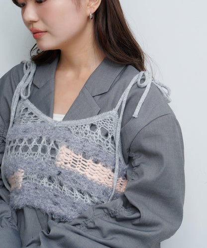 【Kastane】鏤空針織背心