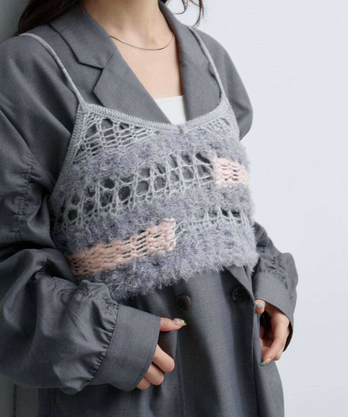 【Kastane】鏤空針織背心