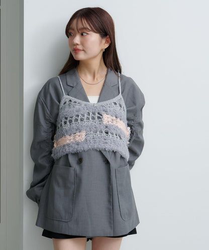 【Kastane】鏤空針織背心