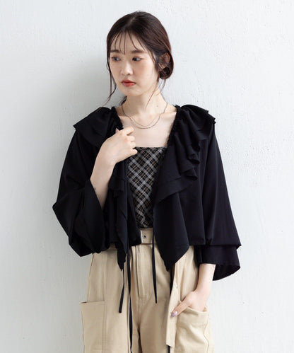 【Kastane】荷葉邊蝴蝶結襯衫