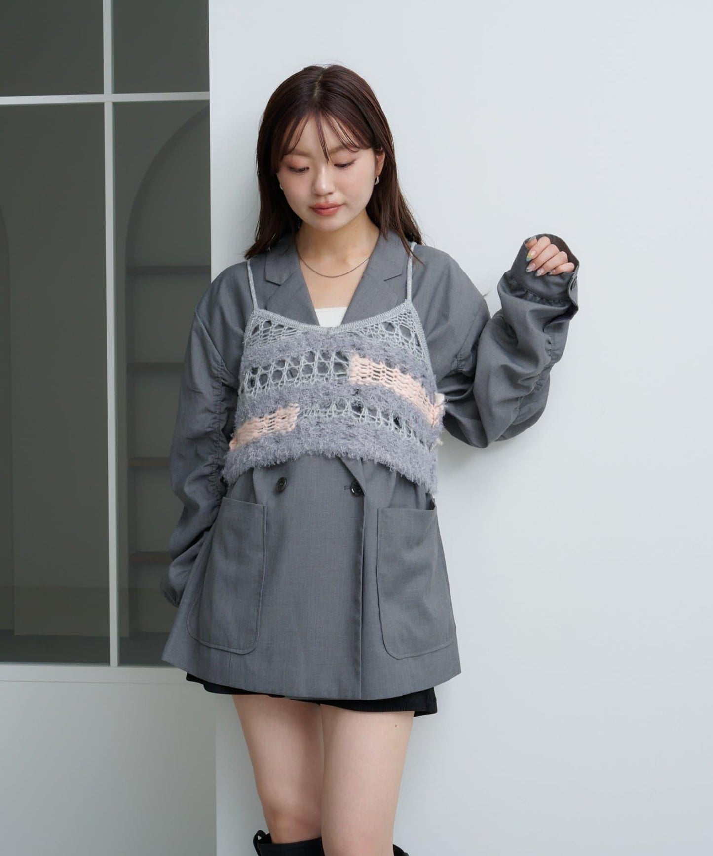 【Kastane】鏤空針織背心