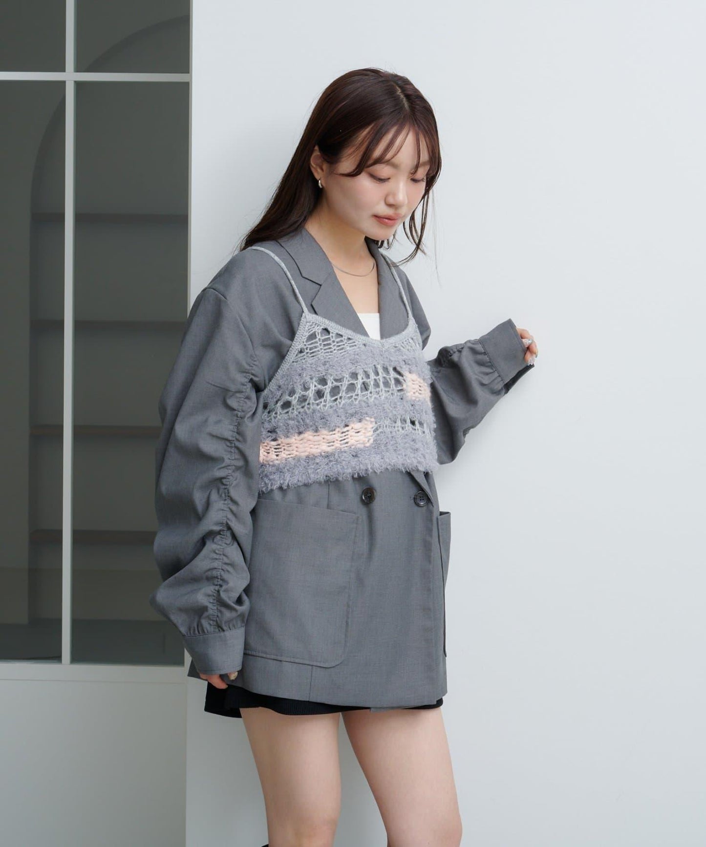 【Kastane】鏤空針織背心