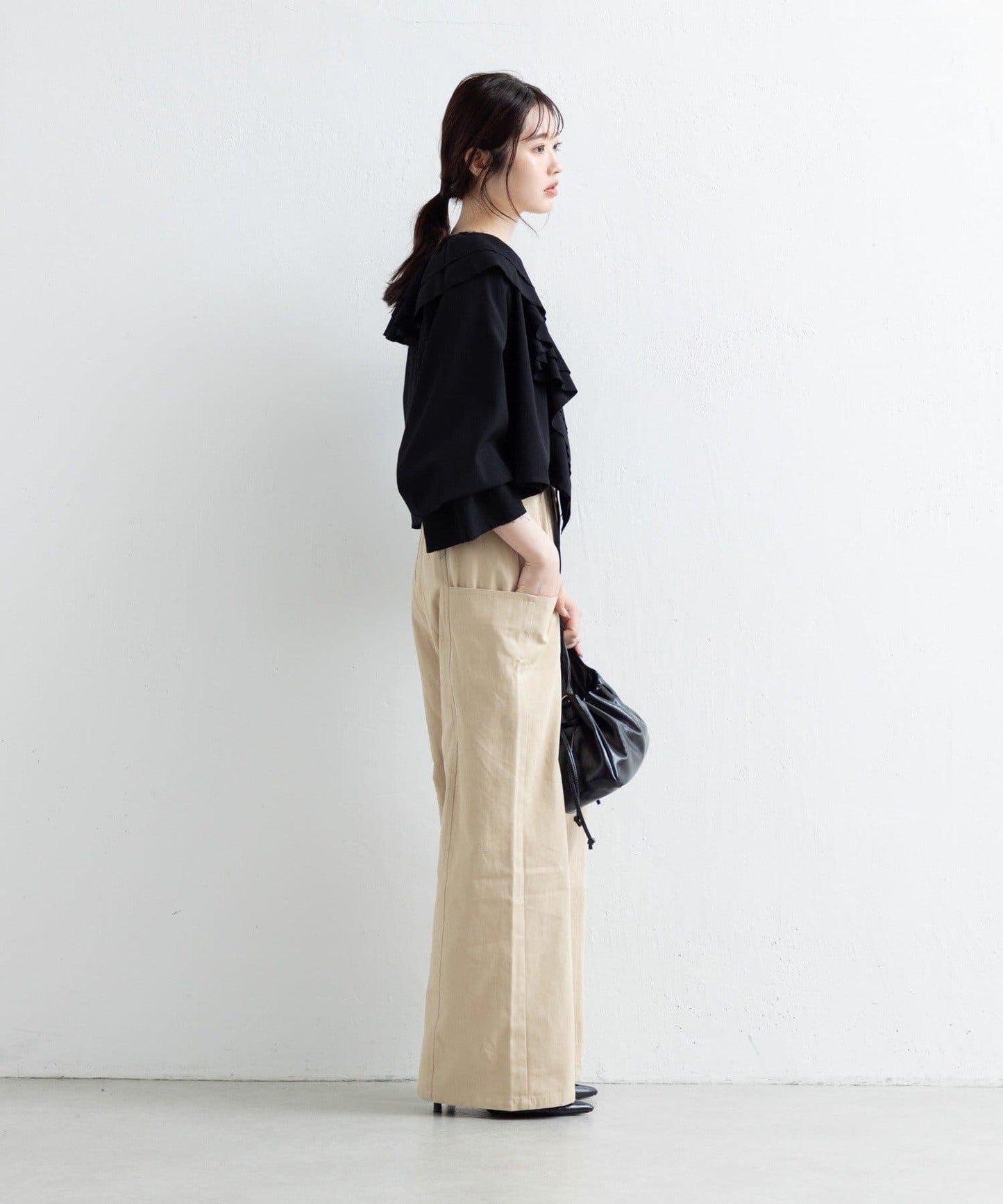 【Kastane】荷葉邊蝴蝶結襯衫