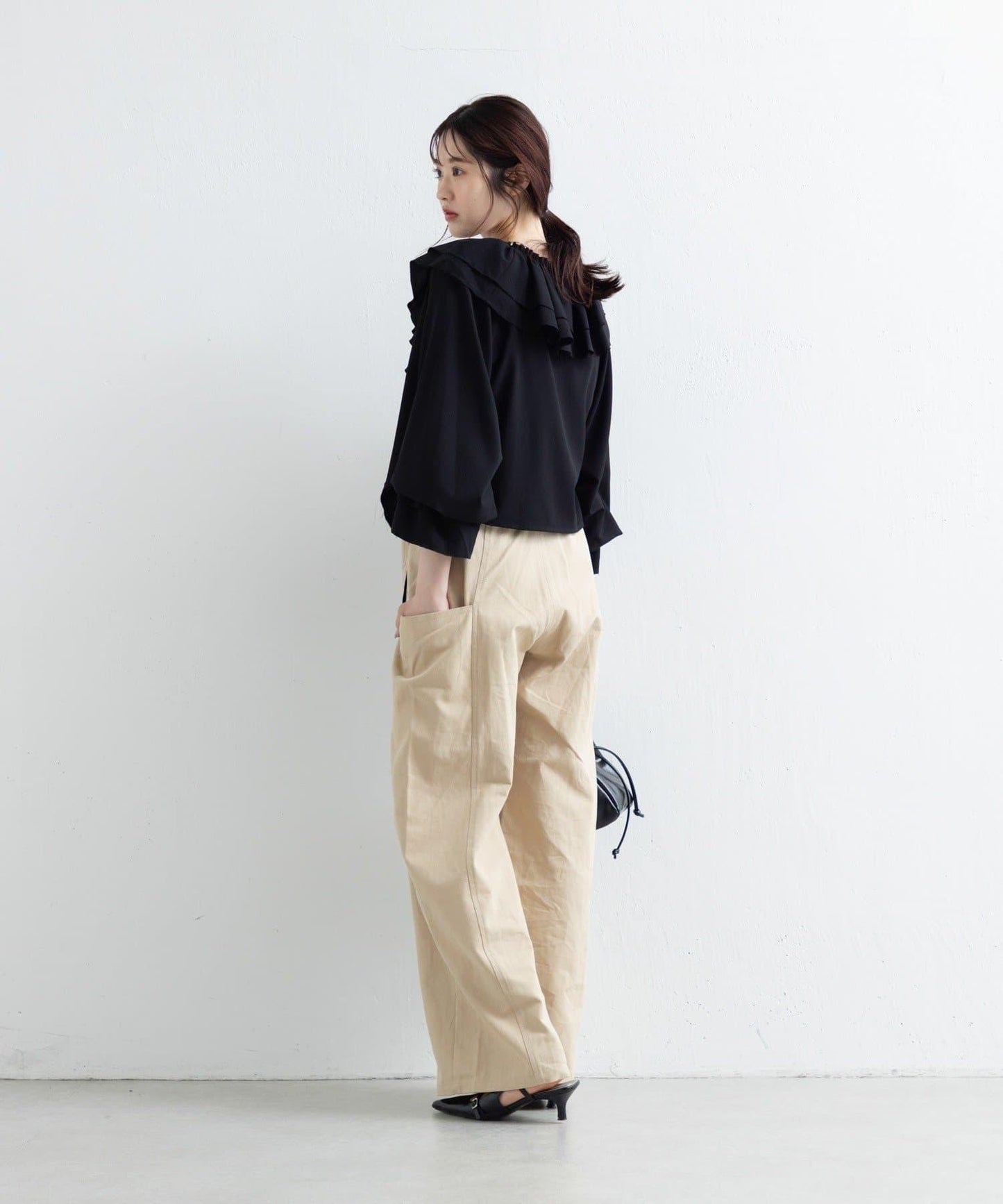 【Kastane】荷葉邊蝴蝶結襯衫