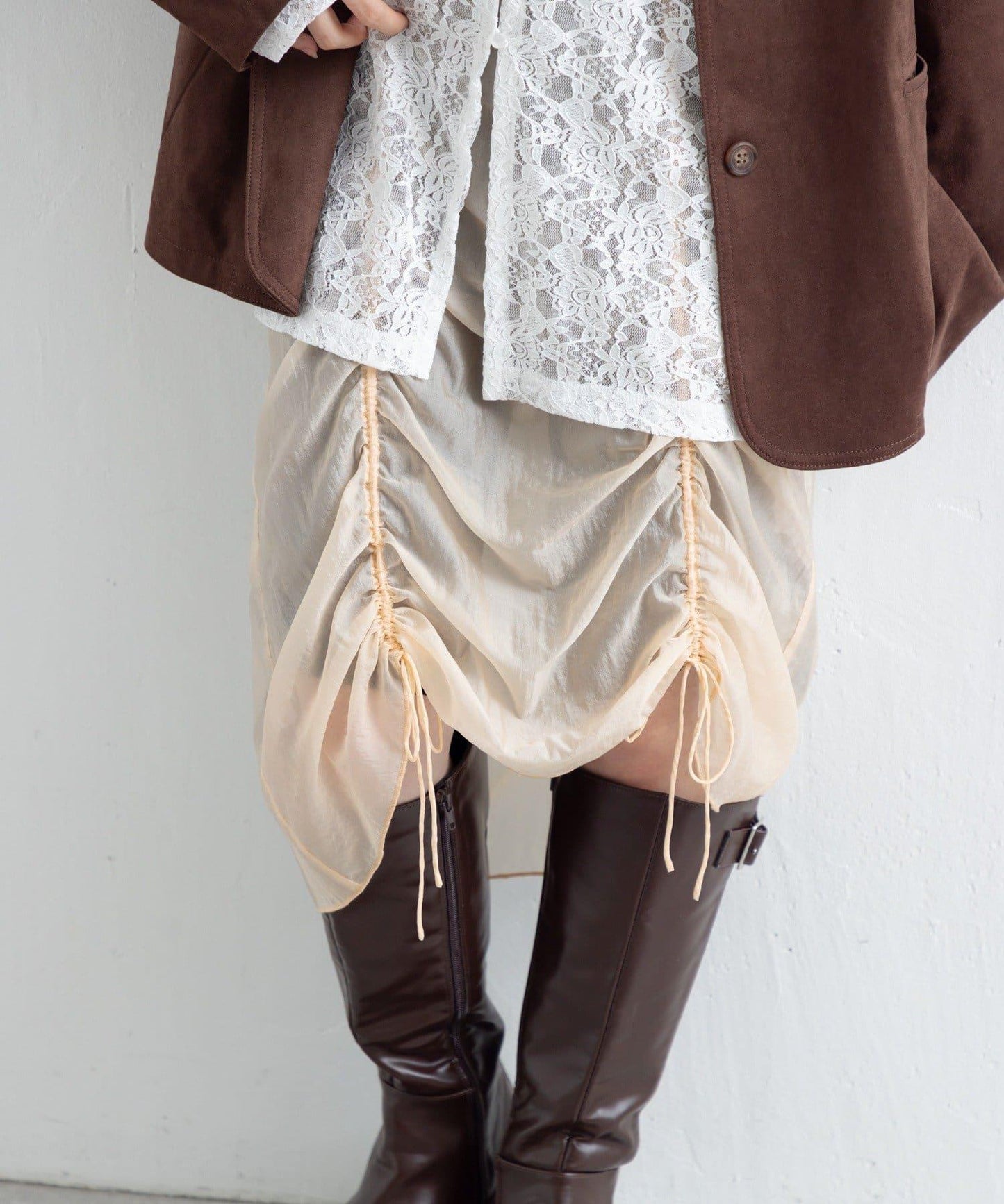 【Kastane】透視褶皺半身裙