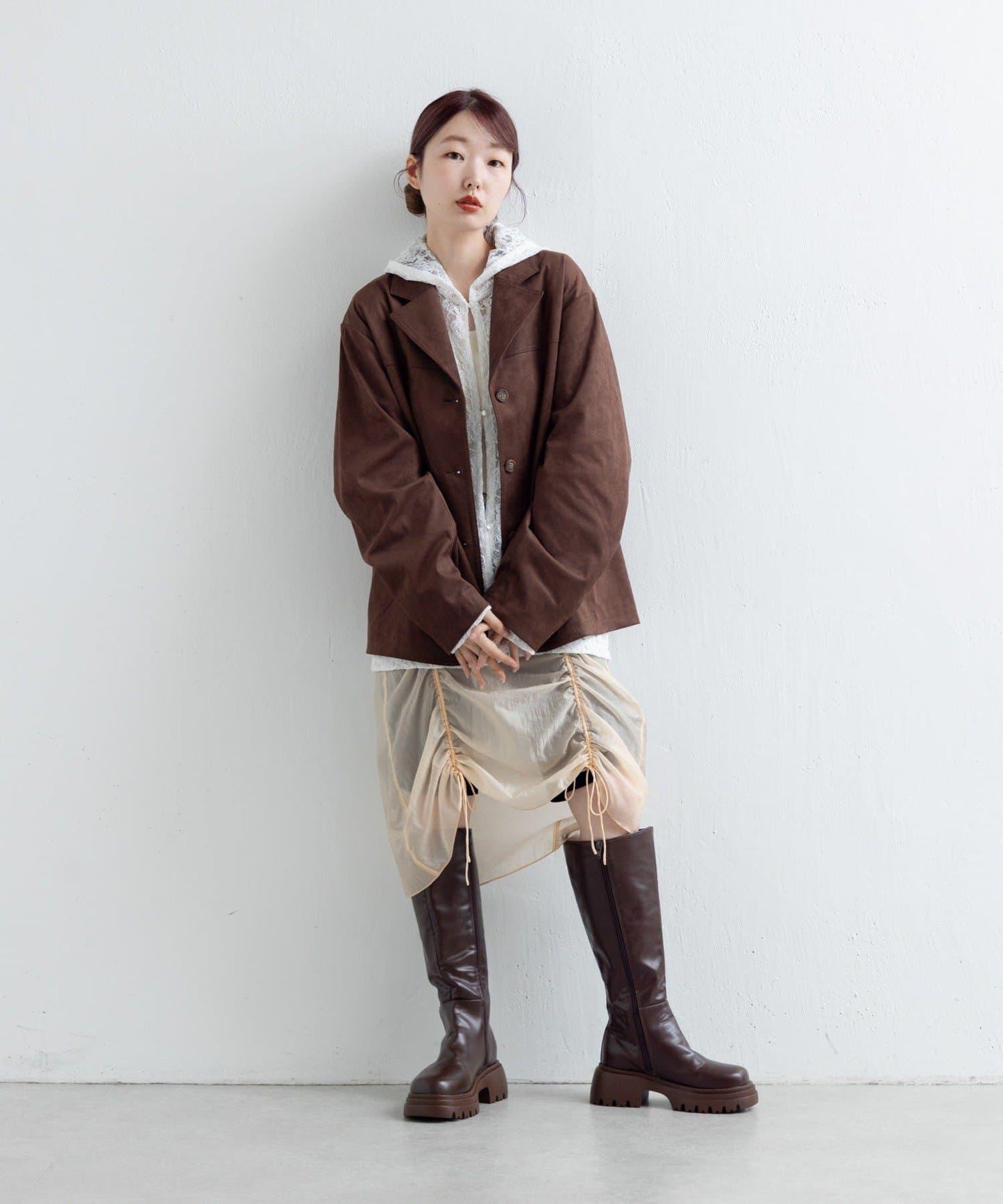 【Kastane】透視褶皺半身裙