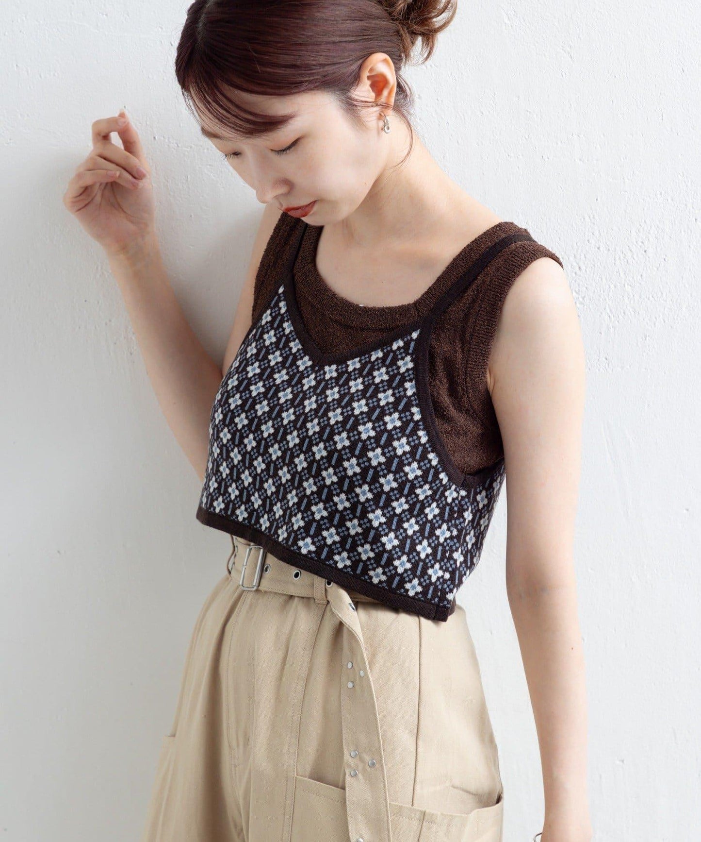 【Kastane】提花針織背心