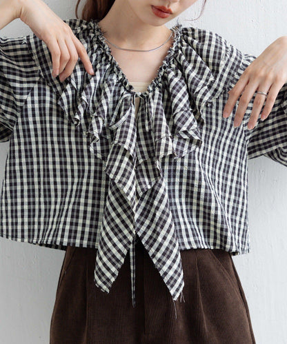 【Kastane】荷葉邊蝴蝶結襯衫