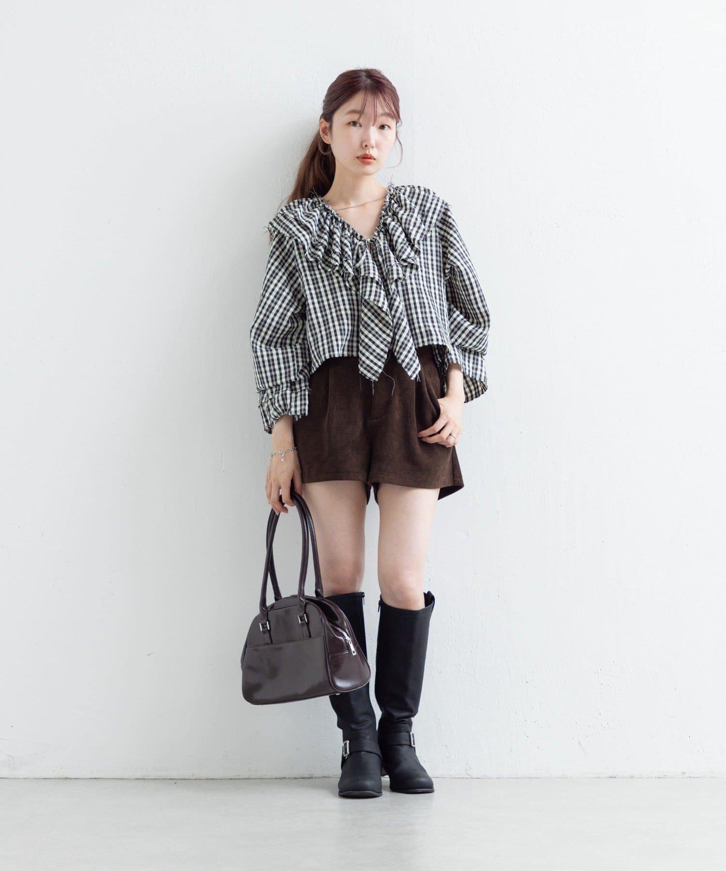 【Kastane】荷葉邊蝴蝶結襯衫