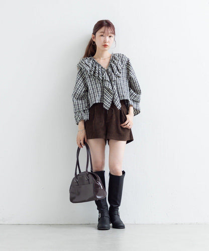 【Kastane】荷葉邊蝴蝶結襯衫