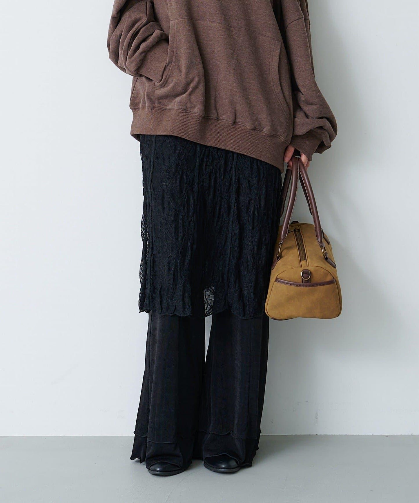 【Kastane】蕾絲透視中長裙