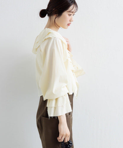 【Kastane】荷葉邊蝴蝶結襯衫