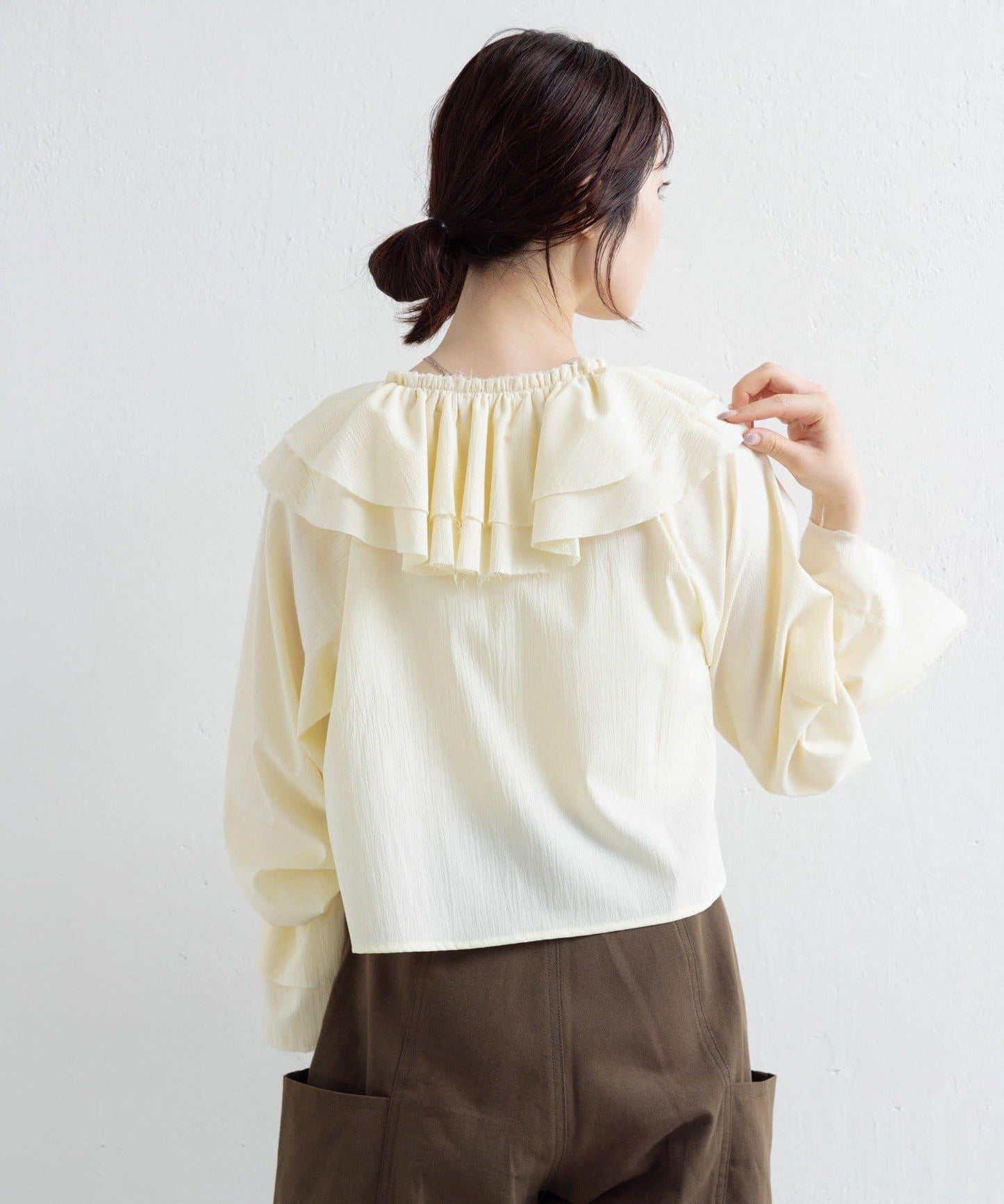 【Kastane】荷葉邊蝴蝶結襯衫
