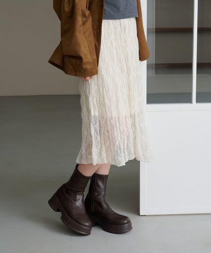 【Kastane】蕾絲透視中長裙