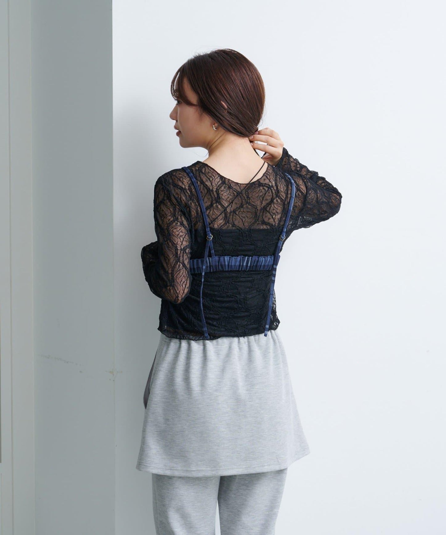 【Kastane】網紗牛仔吊帶上衣