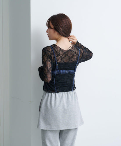【Kastane】網紗牛仔吊帶上衣