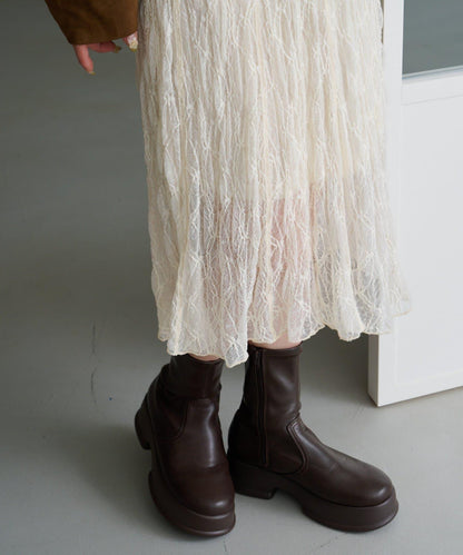 【Kastane】蕾絲透視中長裙