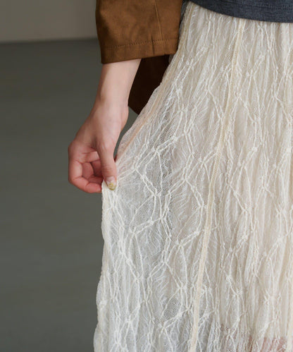 【Kastane】蕾絲透視中長裙