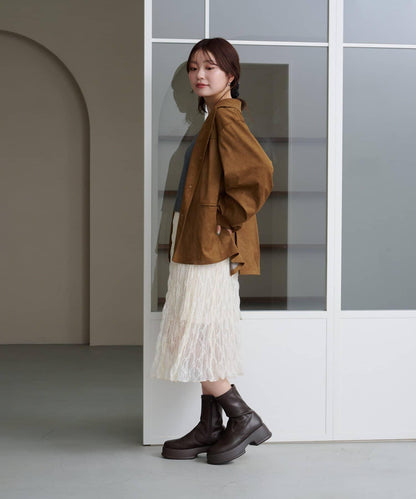 【Kastane】蕾絲透視中長裙