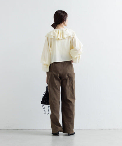 【Kastane】荷葉邊蝴蝶結襯衫