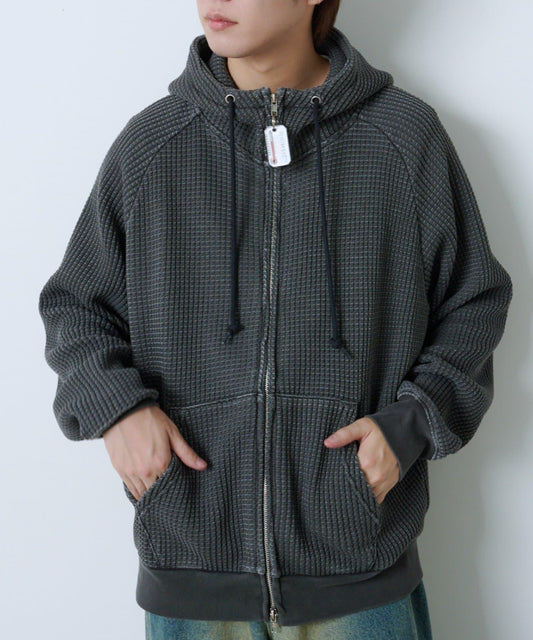 【Kastane】【WHIMSIC】華夫格拉鍊連帽衛衣