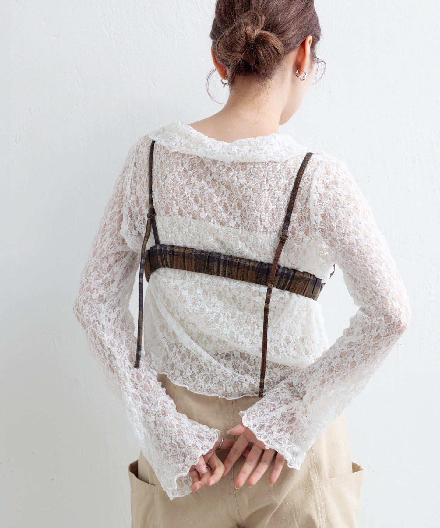 【Kastane】網紗牛仔吊帶上衣