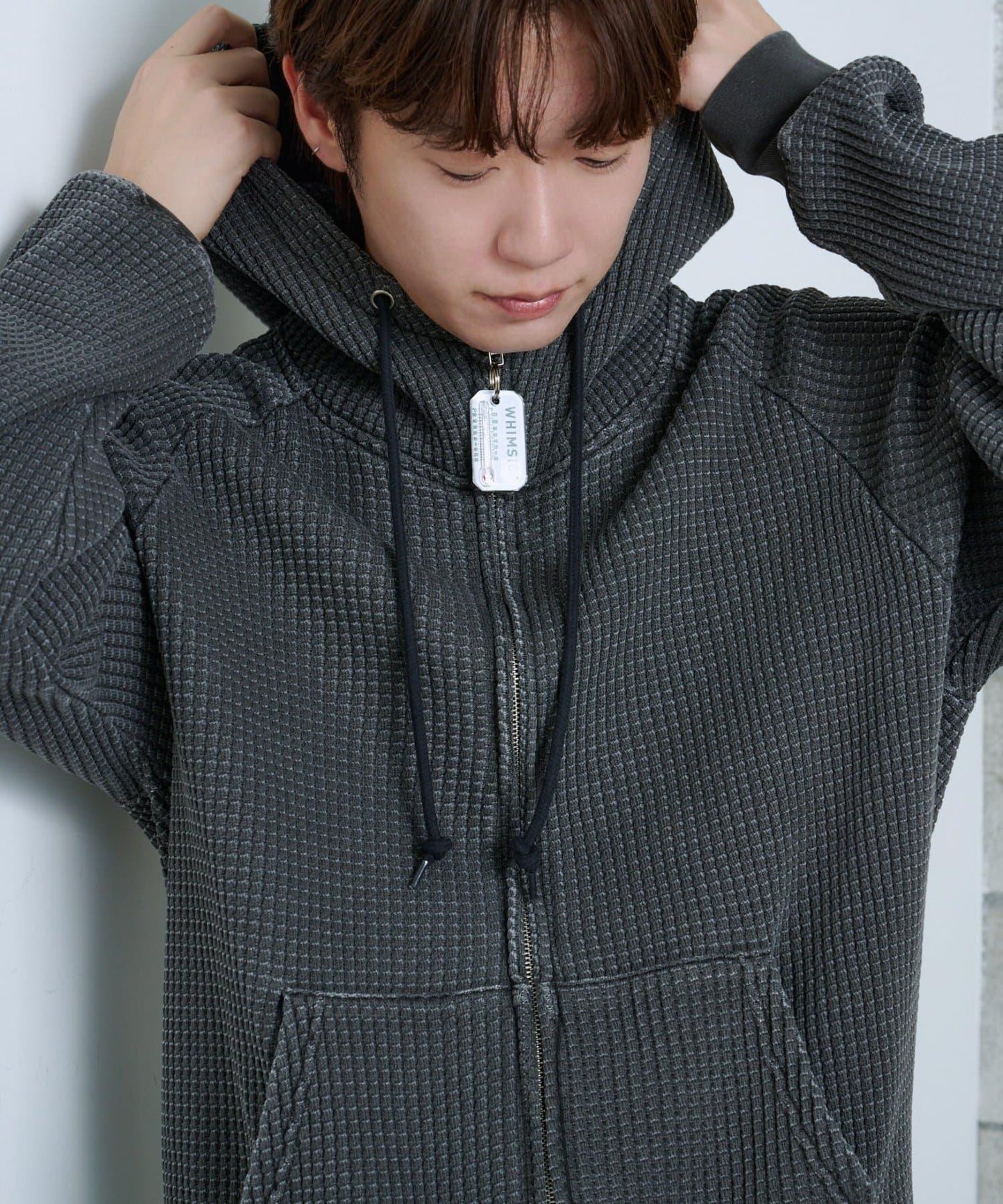 【Kastane】【WHIMSIC】華夫格拉鍊連帽衛衣