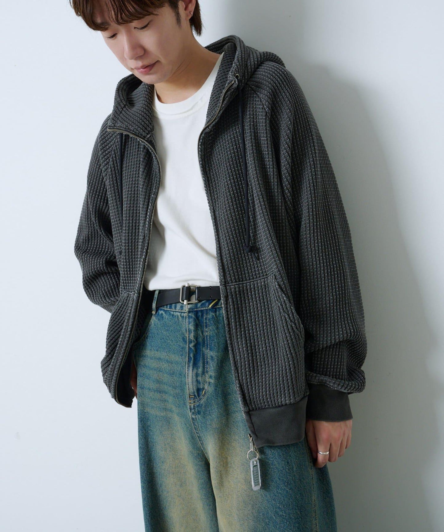 【Kastane】【WHIMSIC】華夫格拉鍊連帽衛衣