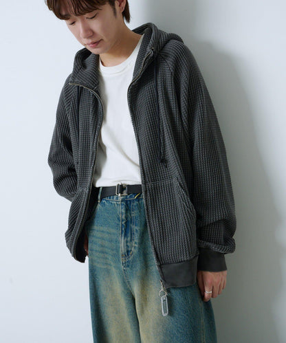 【Kastane】【WHIMSIC】華夫格拉鍊連帽衛衣