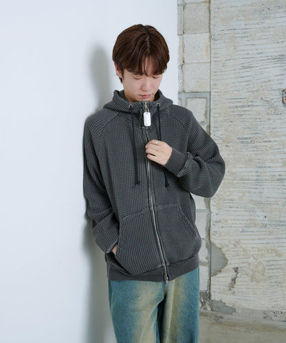 【Kastane】【WHIMSIC】華夫格拉鍊連帽衛衣