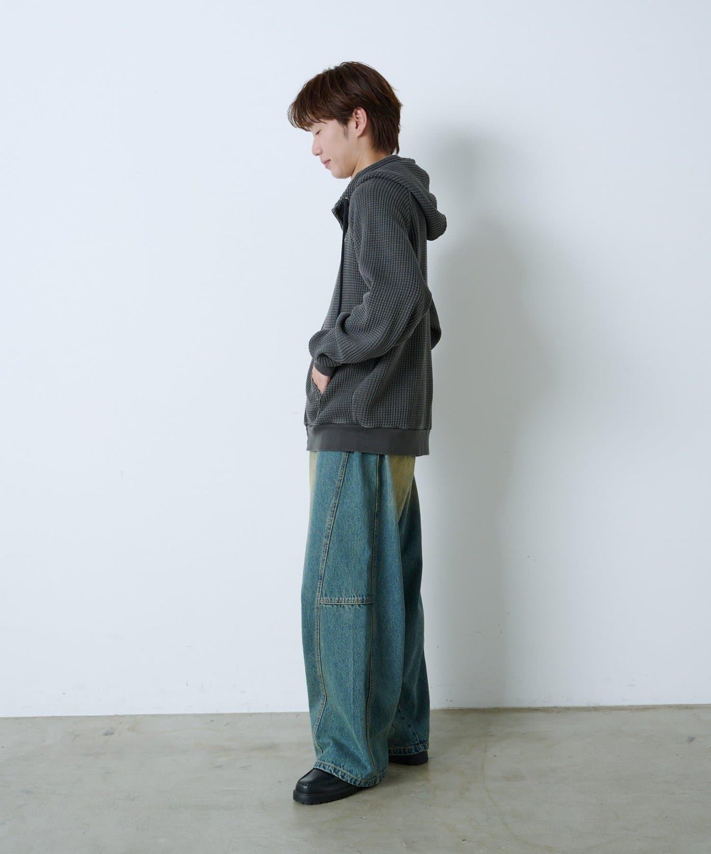 【Kastane】【WHIMSIC】華夫格拉鍊連帽衛衣