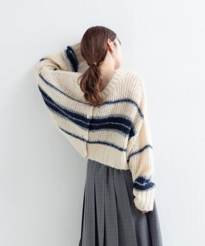 【Kastane】條紋仿馬海毛針織衫