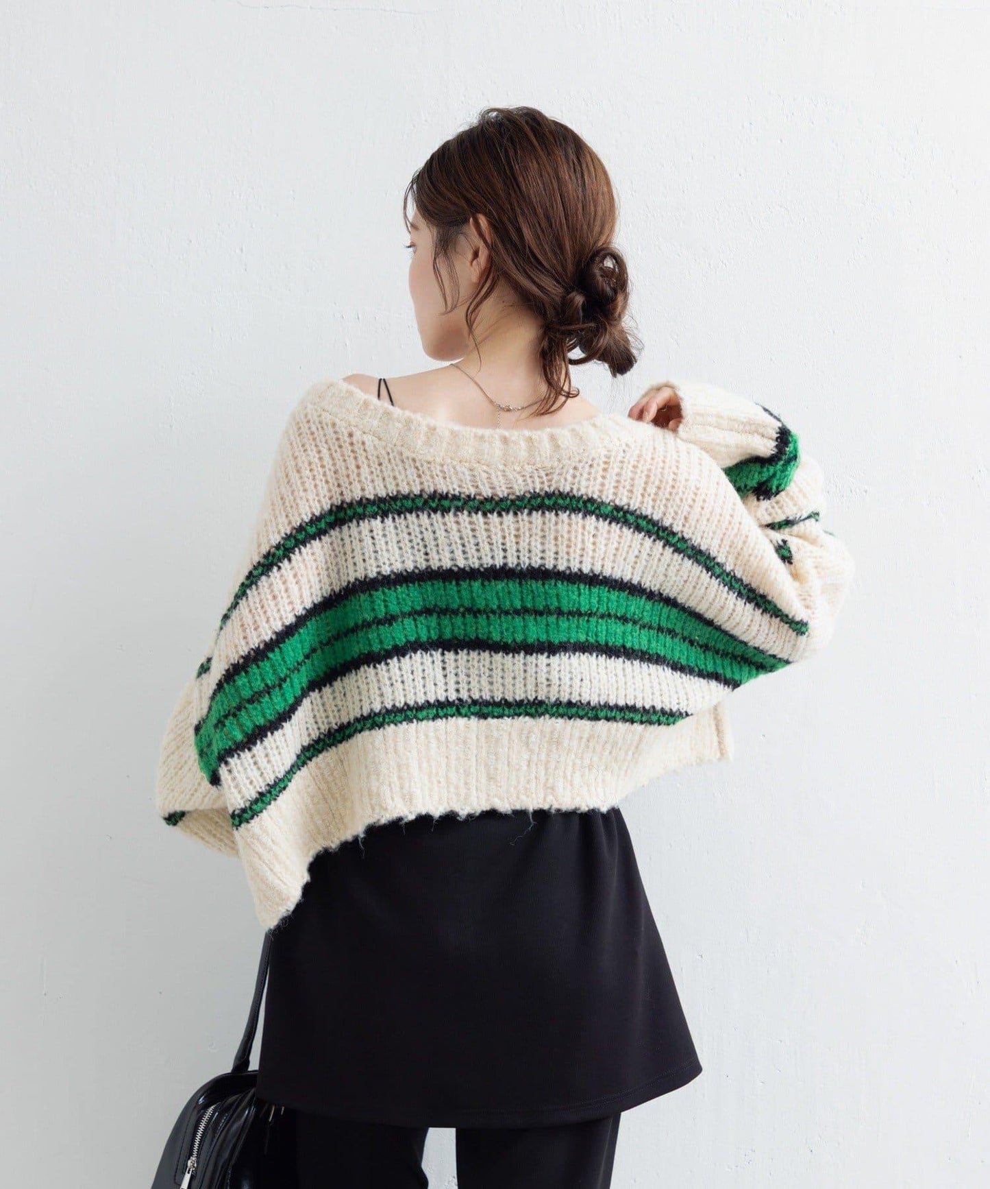 【Kastane】條紋仿馬海毛針織衫