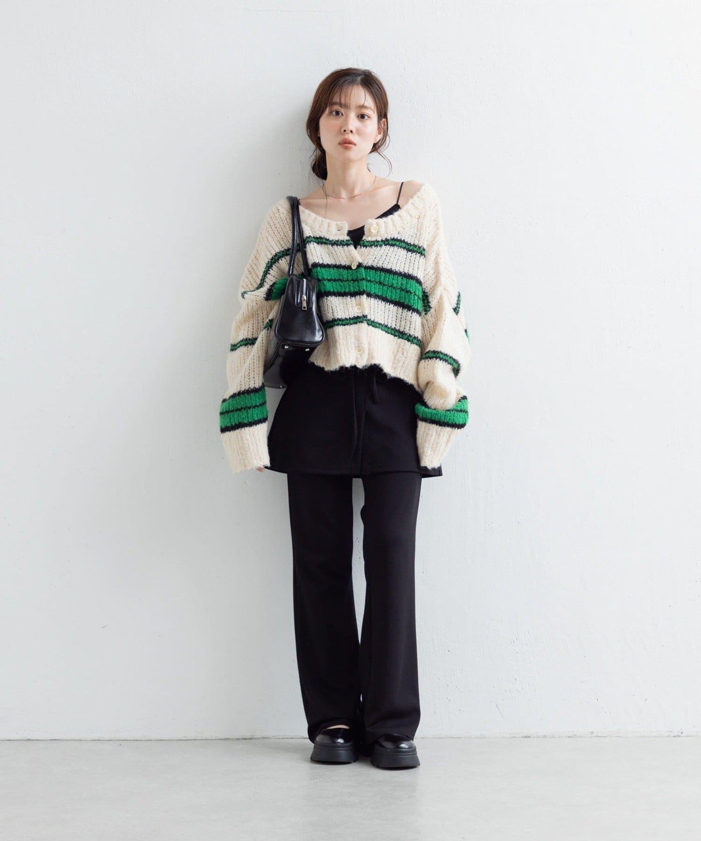 【Kastane】條紋仿馬海毛針織衫
