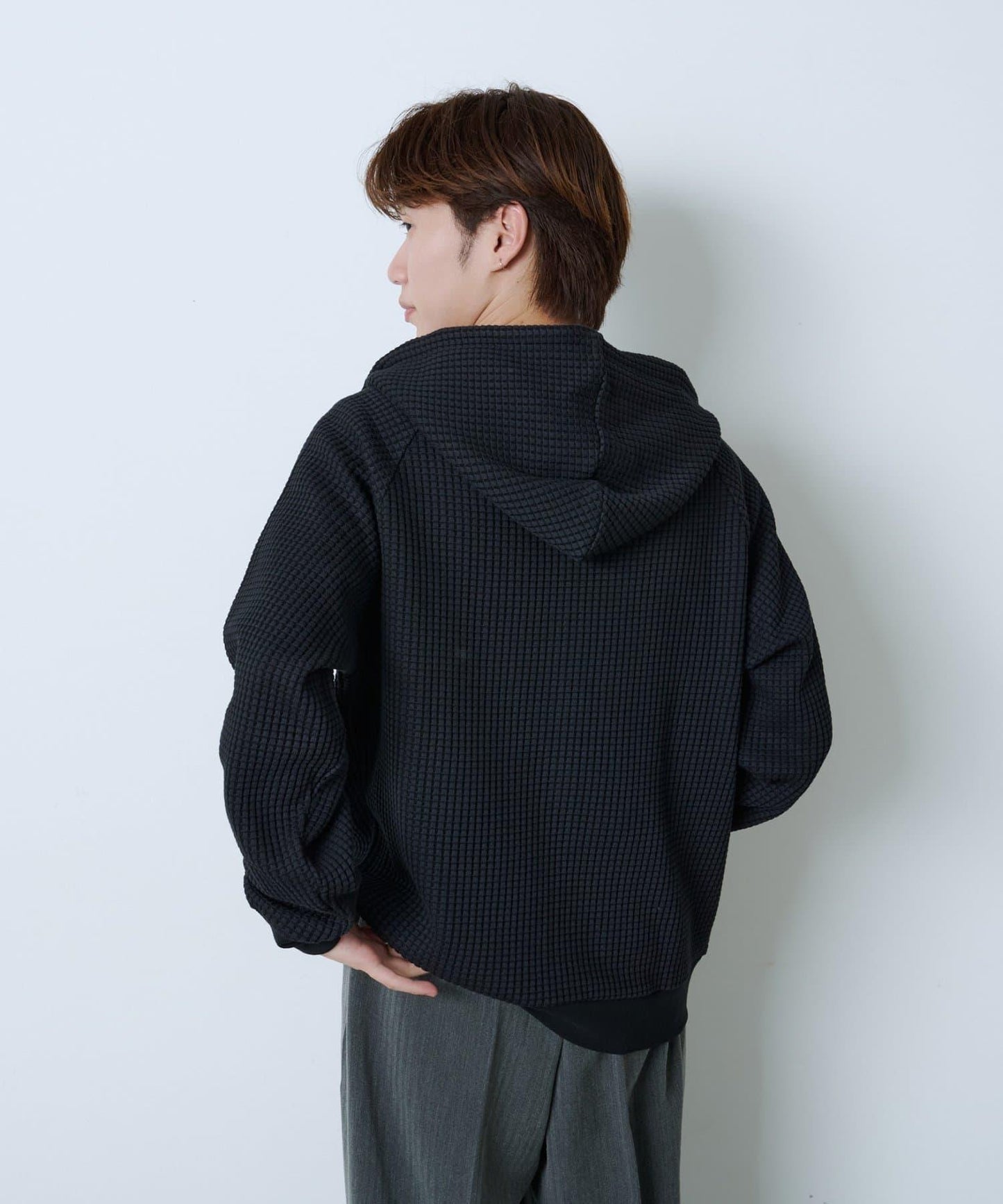 【Kastane】【WHIMSIC】華夫格拉鍊連帽衛衣