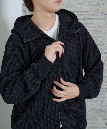 【Kastane】【WHIMSIC】華夫格拉鍊連帽衛衣