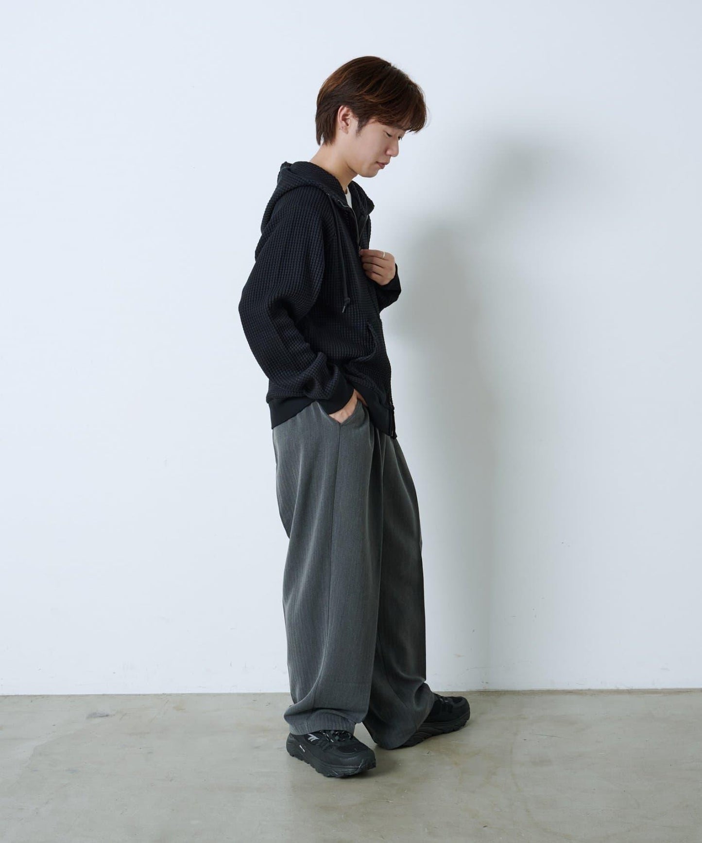 【Kastane】【WHIMSIC】華夫格拉鍊連帽衛衣