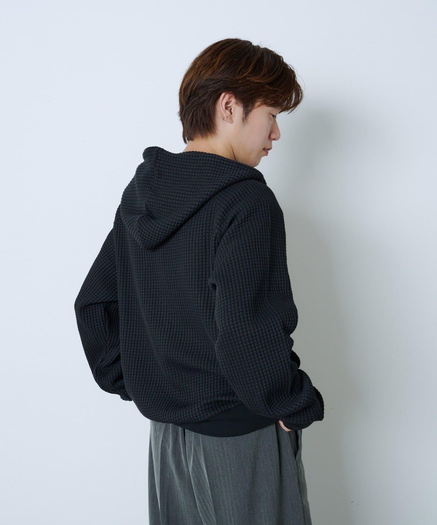 【Kastane】【WHIMSIC】華夫格拉鍊連帽衛衣