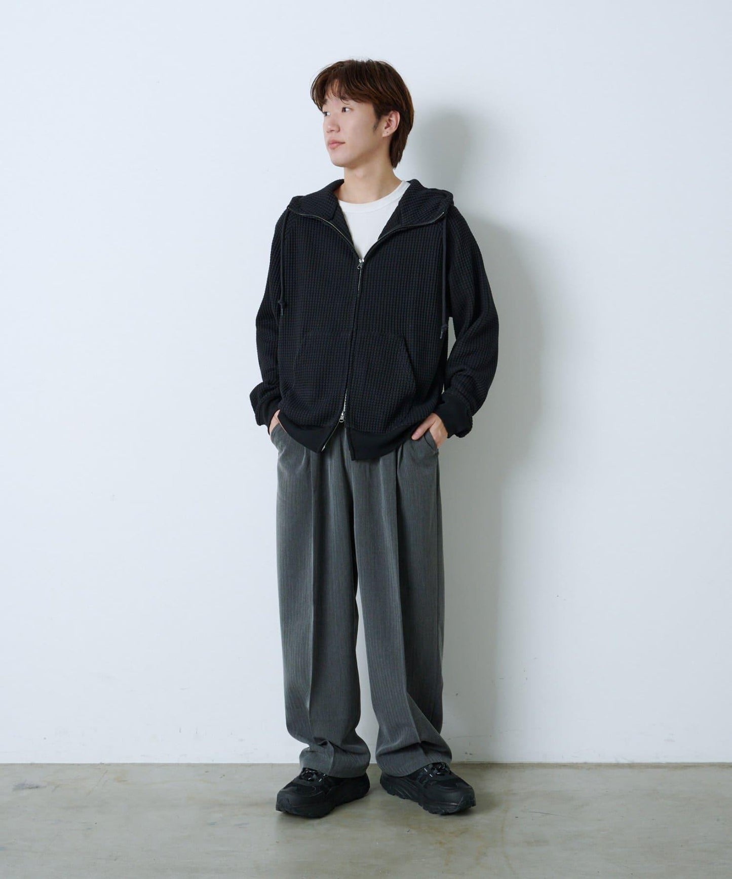 【Kastane】【WHIMSIC】華夫格拉鍊連帽衛衣