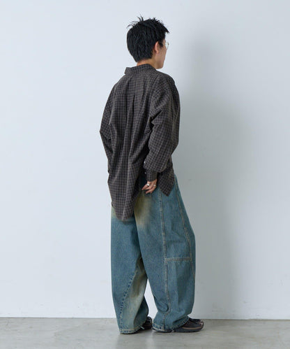 ACID WASHED格紋襯衫