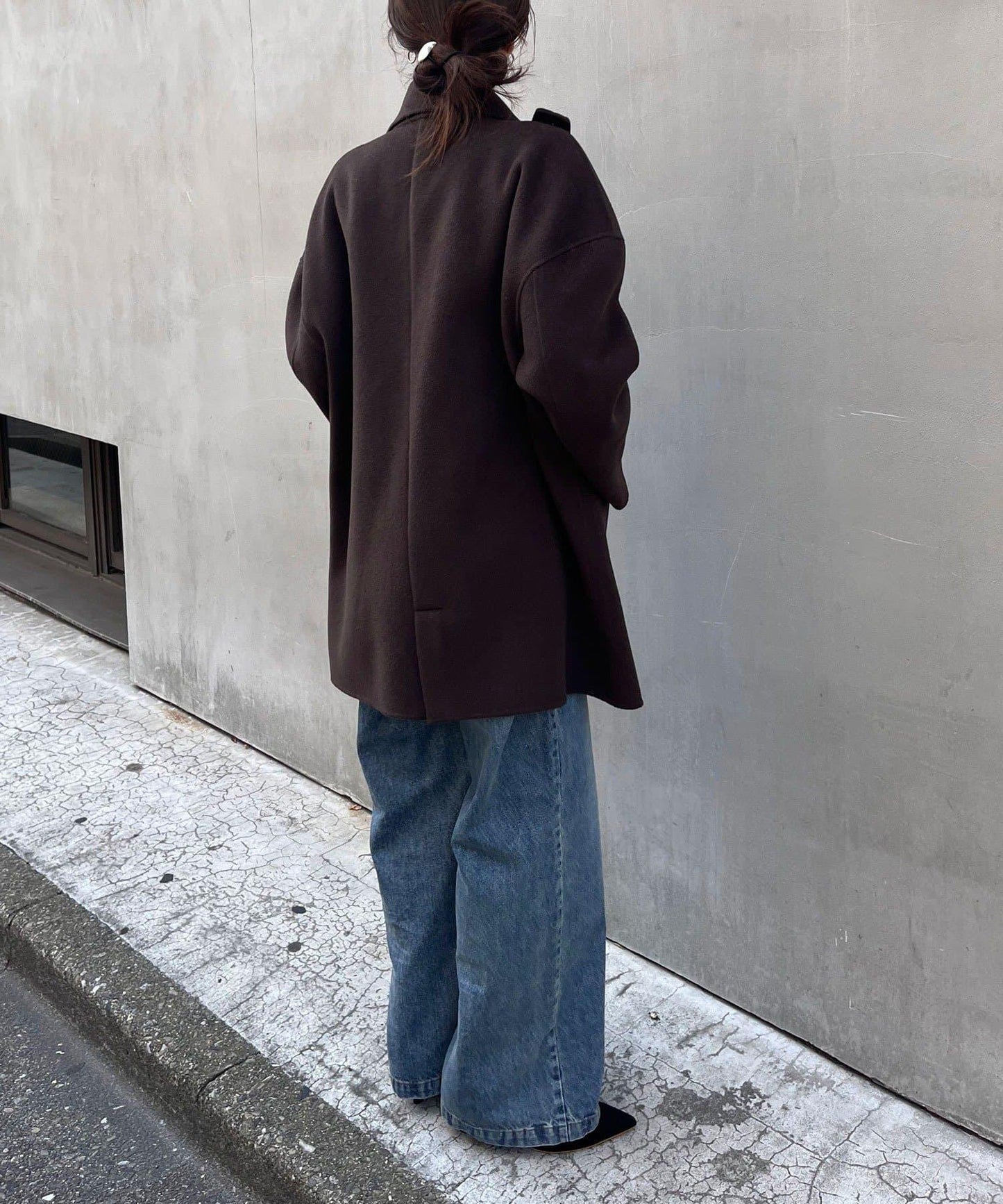 大翻領雙面中長大衣
