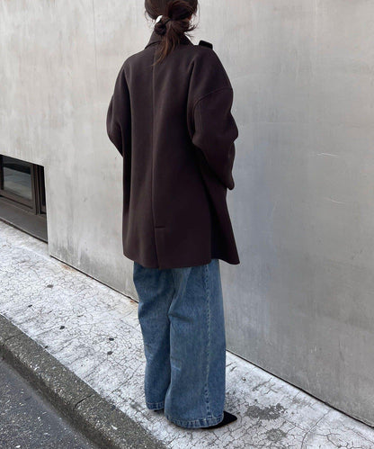 大翻領雙面中長大衣