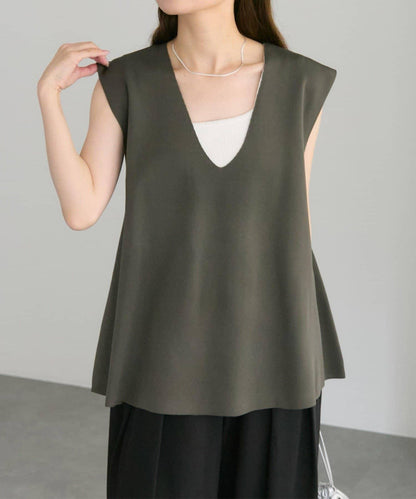 彈力V領針織背心