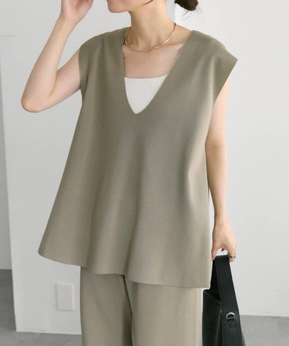 彈力V領針織背心