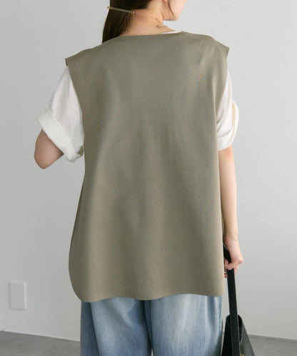 彈力V領針織背心