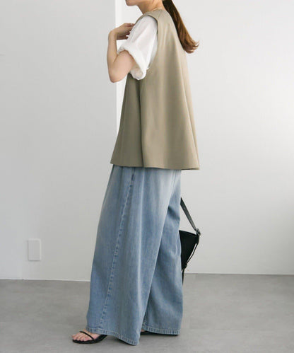 彈力V領針織背心