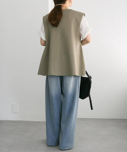 彈力V領針織背心