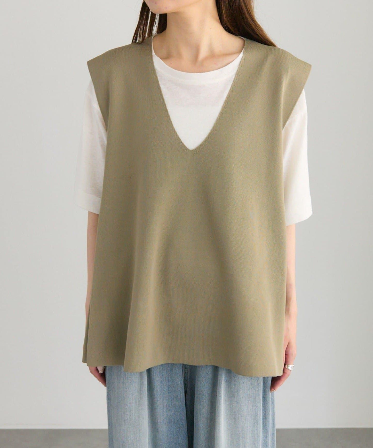 彈力V領針織背心