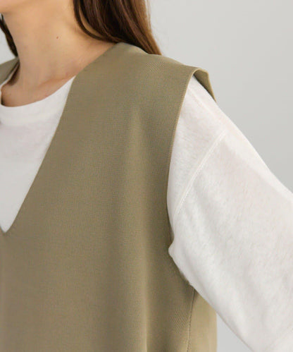 彈力V領針織背心