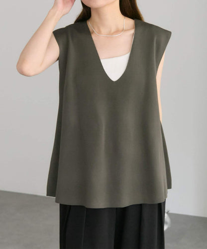 彈力V領針織背心